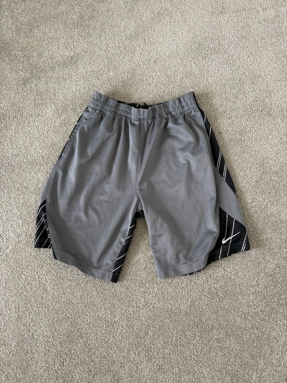Nike Gray Athletic Shorts with Black Side Panels
